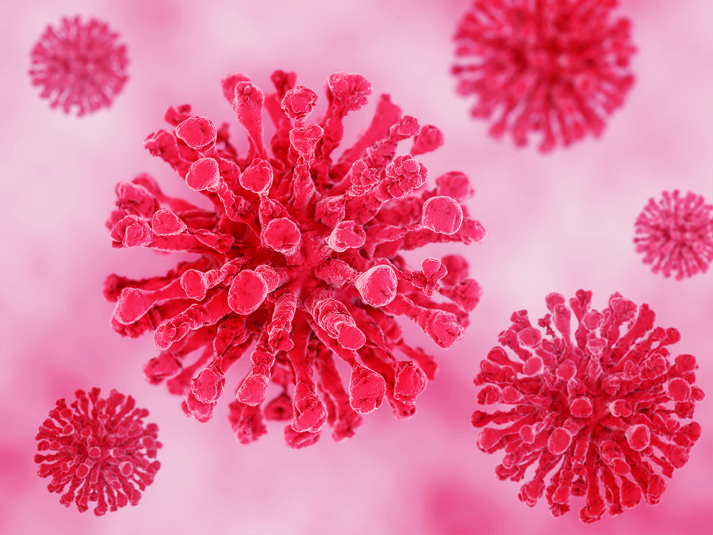 The virus in the body in the macro scale. 3D rendering